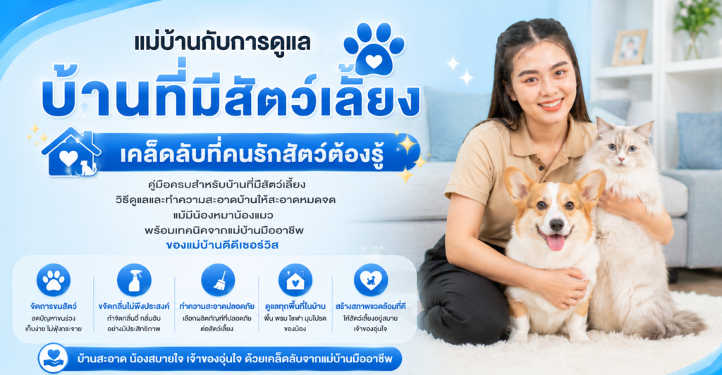 แม่บ้านกับการดูแลบ้านที่มีสัตว์เลี้ยง เคล็ดลับที่คนรักสัตว์ต้องรู้