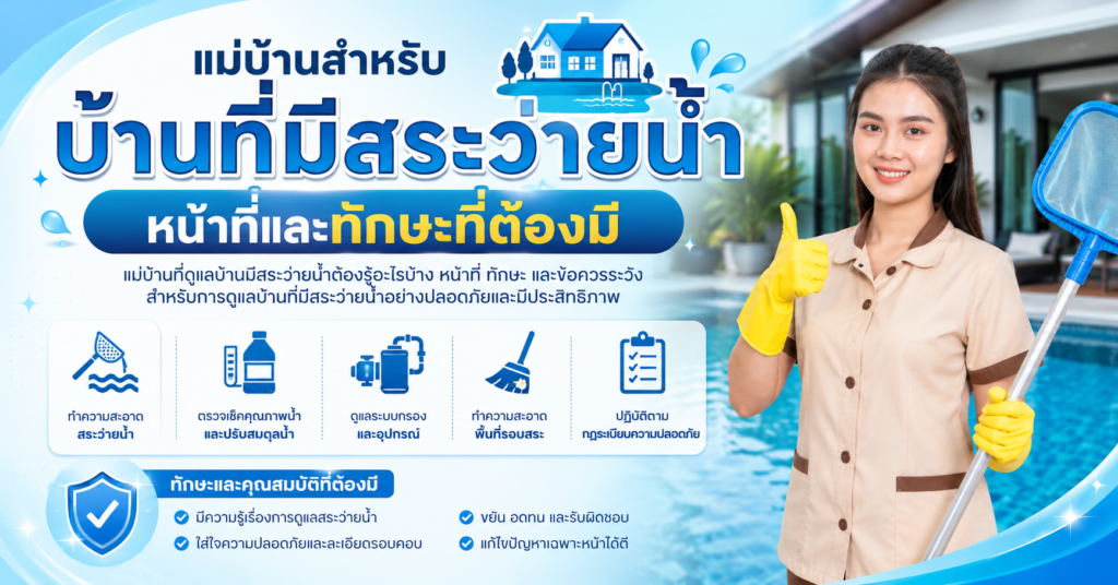 แม่บ้านสำหรับบ้านที่มีสระว่ายน้ำ หน้าที่และทักษะที่ต้องมี
