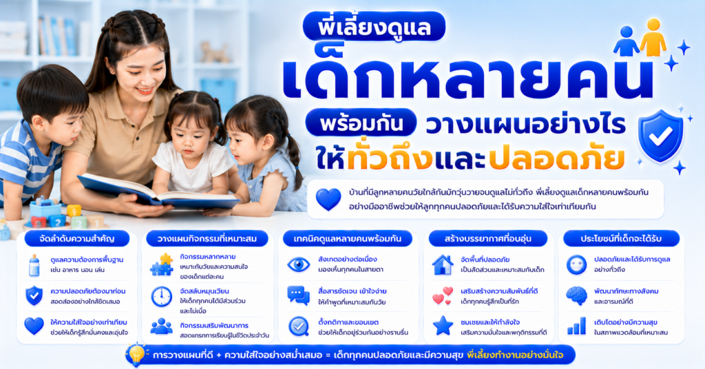 พี่เลี้ยงดูแลเด็กหลายคนพร้อมกัน วางแผนอย่างไรให้ทั่วถึงและปลอดภัย