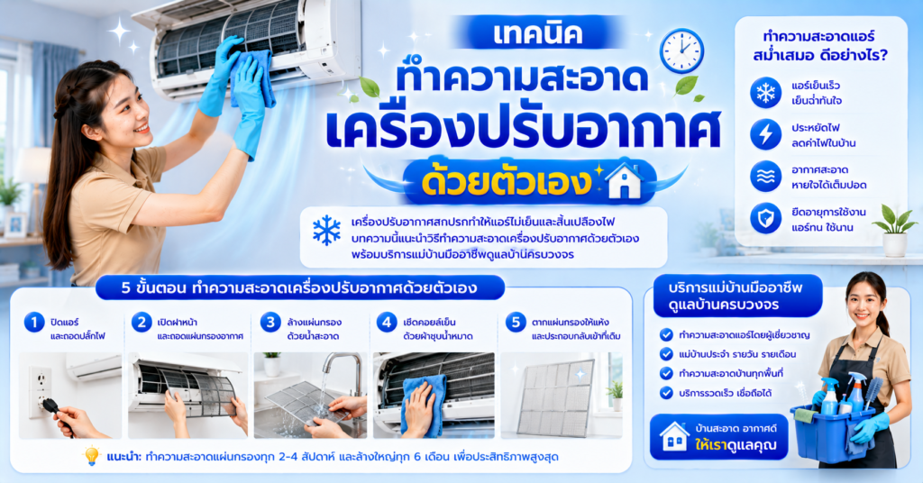 เทคนิคทำความสะอาดเครื่องปรับอากาศด้วยตัวเอง