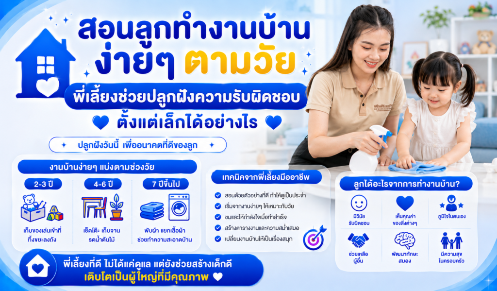 สอนลูกทำงานบ้านตามวัย